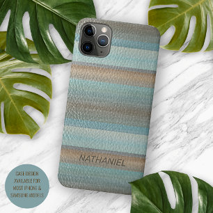 Funda Para iPhone 16 Pro Max Arte de cuero con patrón de raya con clase y fresc