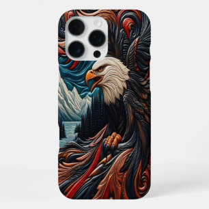 Funda Para iPhone 16 Pro Max Arte de cuero con temática de águila