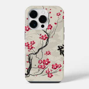 Funda Para iPhone 14 Pro Arte de Flor de Cerezo Sakura de Estilo Oriental
