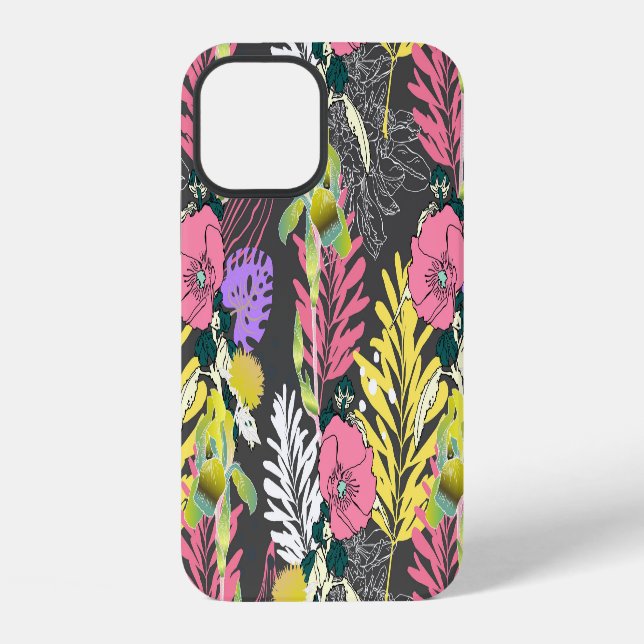Funda Para iPhone Arte de Flores Tropicales: Patrón Original. (Reverso )