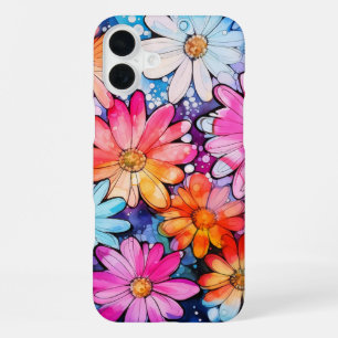 Funda Para iPhone 16 Plus Arte de flores vintage colorido lindo