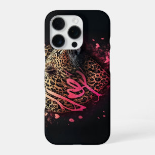 Funda Para iPhone 16 Pro Arte de grafiti de amor de corazón de leopardo