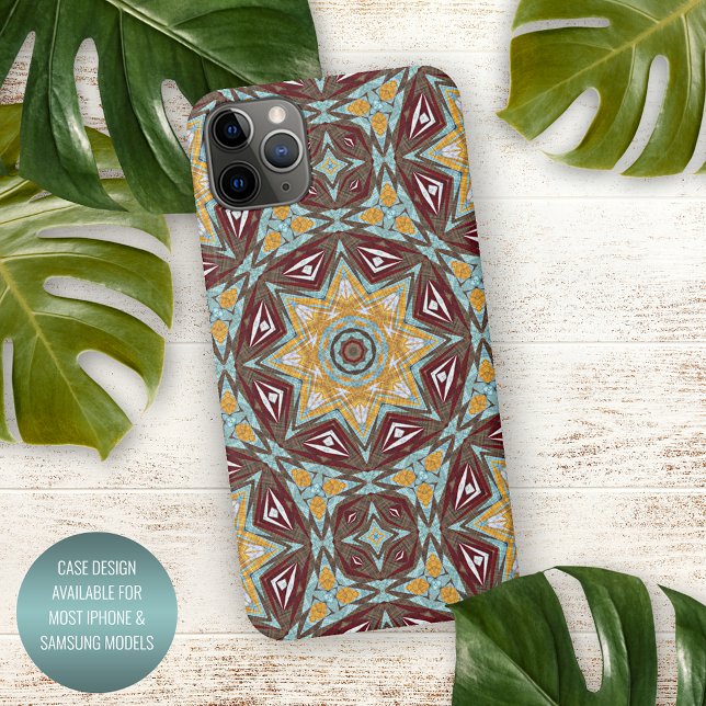 Funda Para iPhone Arte de Kaleidoscopio Rojo Amarillo Turquesa Único (Subido por el creador)