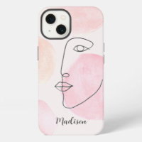 Arte de línea de cara moderna con nombre personali