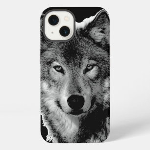 Arte de lobo en blanco y negro