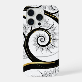 Arte de Lujo Espiral Fractal Blanco Negro Oro