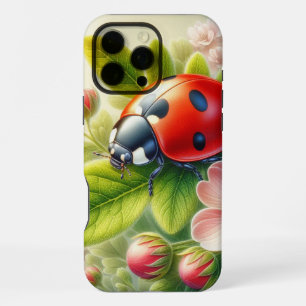Funda Para iPhone 16 Pro Max Arte de mariquita floral/primavera 