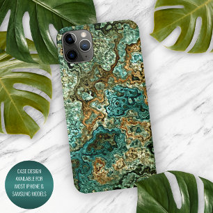 Funda Para iPhone 16 Pro Max Arte de mármol de minerales turquesa dorado marrón
