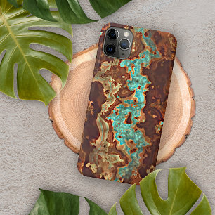 Funda Para iPhone 16 Pro Max Arte de mármol geoda verde turquesa Aqua marrón