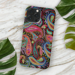 Funda Para iPhone 16 Pro Max Arte de Paisley Árabe Rosa Turquesa Azul Verde Chi