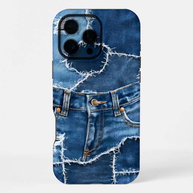 Funda Para iPhone Arte de parches de vaqueros con perros (Reverso )
