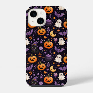 Funda Para iPhone 14 Arte de patrón de calabaza fantasma gato murciélag