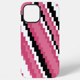 Funda Para iPhone 12 Pro Max arte de píxeles rosa negro y blanco