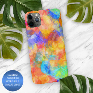 Funda Para iPhone 16 Pro Max Arte de polígono azul turquesa rosa naranja púrpur