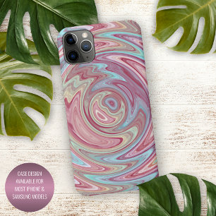 Funda Para iPhone 16 Pro Max Arte de remolino rosa rubor azul turquesa acuático