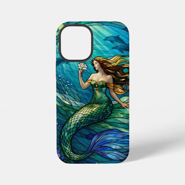 Funda Para iPhone Arte de Sirena de Vidrio Emplomado (Reverso )