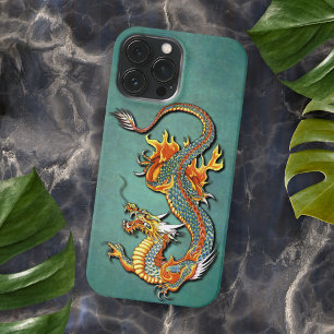 Funda Para iPhone 16 Pro Max Arte de tatuaje de dragón de fuego colorido para i