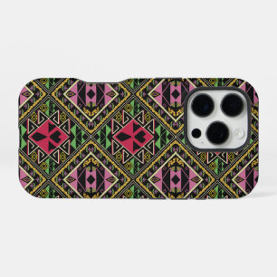 Funda Para iPhone 16 Pro Arte de tela abstracta brillante rosa y verde