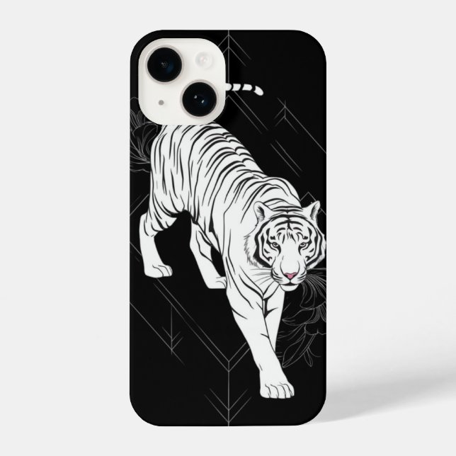Funda Para iPhone Arte de tigre blanco japonés (Reverso )