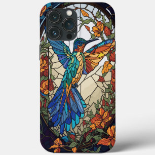 Funda Para iPhone 13 Pro Max Arte de vidrio teñido colorido Colibrí artístico