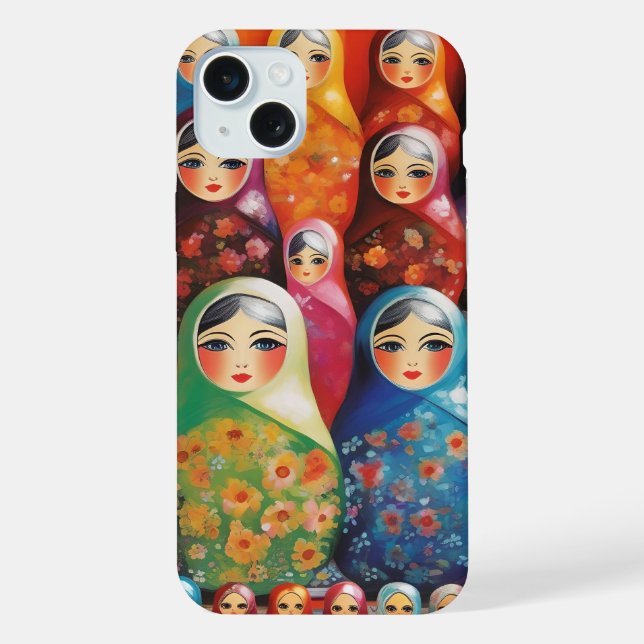 Funda Para iPhone Arte digital, muñecas apilables (Reverso )