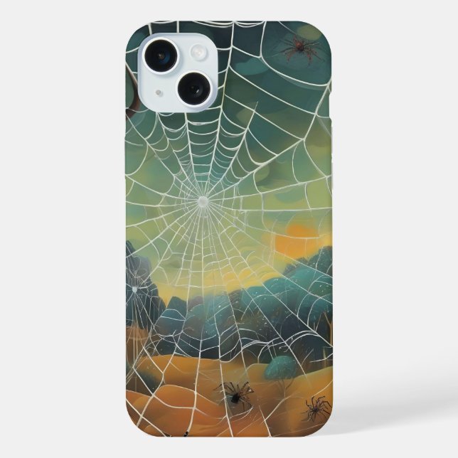 Funda Para iPhone Arte digital, telaraña, arañas (Reverso )