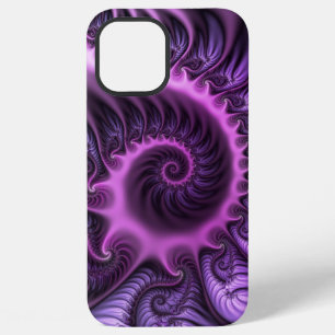 Funda Para iPhone 12 Pro Max Arte en espiral abstracto vívido rosa púrpura frac