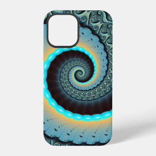 Funda Para iPhone 12 Pro Arte en espiral fractal abstracto azul turquesa na