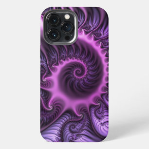 Funda Para iPhone 13 Pro Max Arte en espiral fractal abstracto vívido rosa púrp