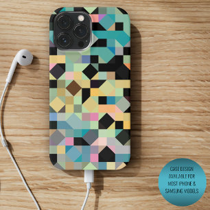 Funda Para iPhone 16 Pro Max Arte en mosaico gris azul teal verde negro persona