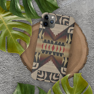 Funda Para iPhone 16 Pro Max Arte en mosaico marrón beige taupe de moda rojo ne