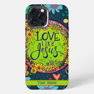 Funda Para iPhone 13 Pro Max Arte Floral Personalizado Divertido Amor como Jesú