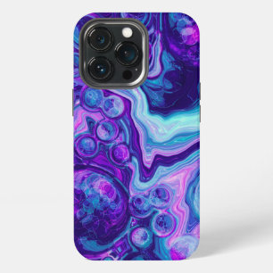 Funda Para iPhone 13 Pro Arte fluido Bokeh de mármol púrpura, azul y rosa  
