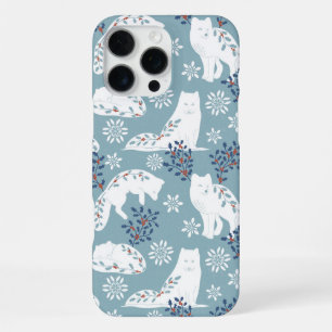 Funda Para iPhone 16 Pro Max Arte Folclórico Zorro Ártico en la Nieve con Acebo