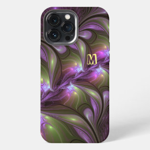 Funda Para iPhone 13 Pro Max Arte fractal abstracto colorido violeta púrpura ca