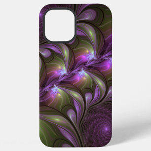 Funda Para iPhone 12 Pro Max Arte fractal abstracto colorido violeta púrpura ca