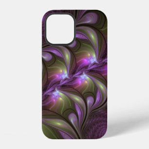 Funda Para iPhone 12 Arte fractal abstracto colorido violeta púrpura ca
