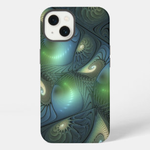 Arte fractal abstracto espirales verde beige azul