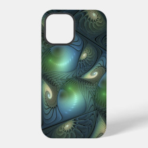 Funda Para iPhone 12 Pro Arte fractal abstracto espirales verde beige azul