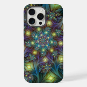 Arte fractal abstracto iluminado brillante turques