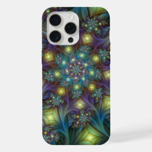 Arte fractal abstracto iluminado brillante turques