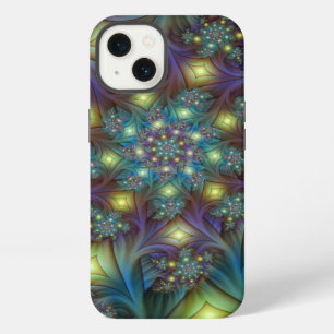 Arte fractal abstracto iluminado brillante turques