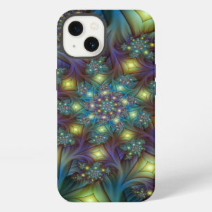 Arte fractal abstracto iluminado brillante turques