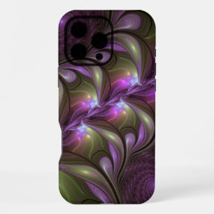 Funda Para iPhone 16 Pro Max Arte fractal abstracto violeta púrpura caqui color