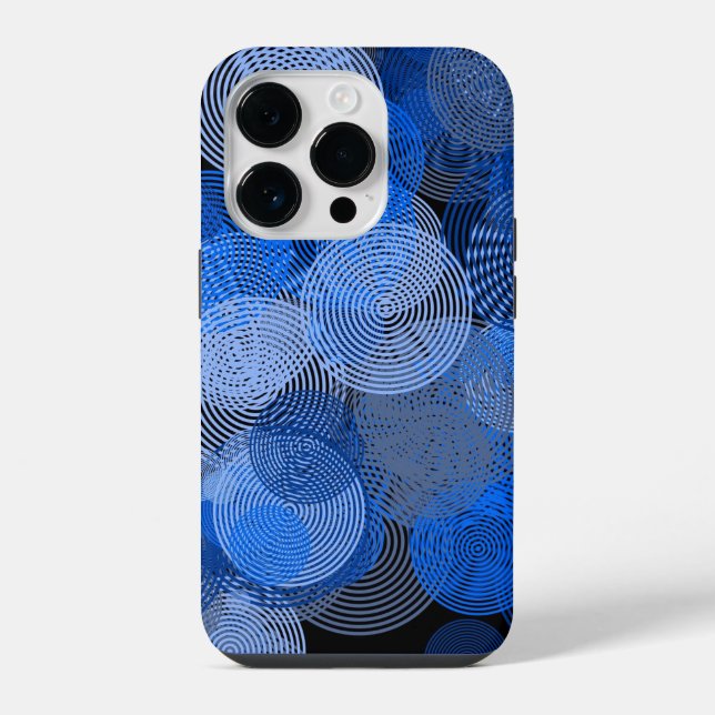Funda Para iPhone Arte fractal Círculos geométricos azules Swirl Man (Reverso )