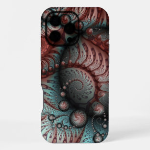 Funda Para iPhone 16 Pro Max Arte fractal de fantasía vívida abstracta marrón a