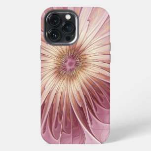 Funda Para iPhone 13 Pro Max Arte fractal de flores abstractas y tonos de burde