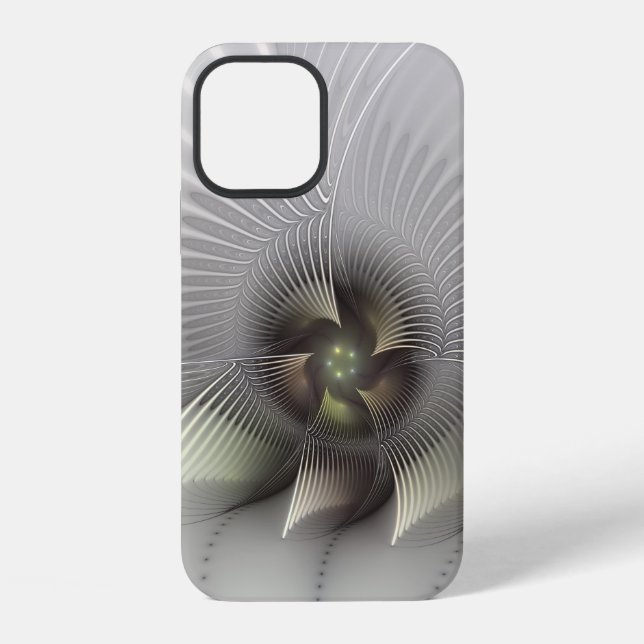Funda Para iPhone Arte fractal de forma 3D abstracta moderna (Reverso )