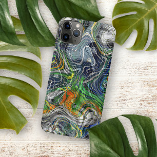 Funda Para iPhone 16 Pro Max Arte fractal de mármol con estilo retro genial y c