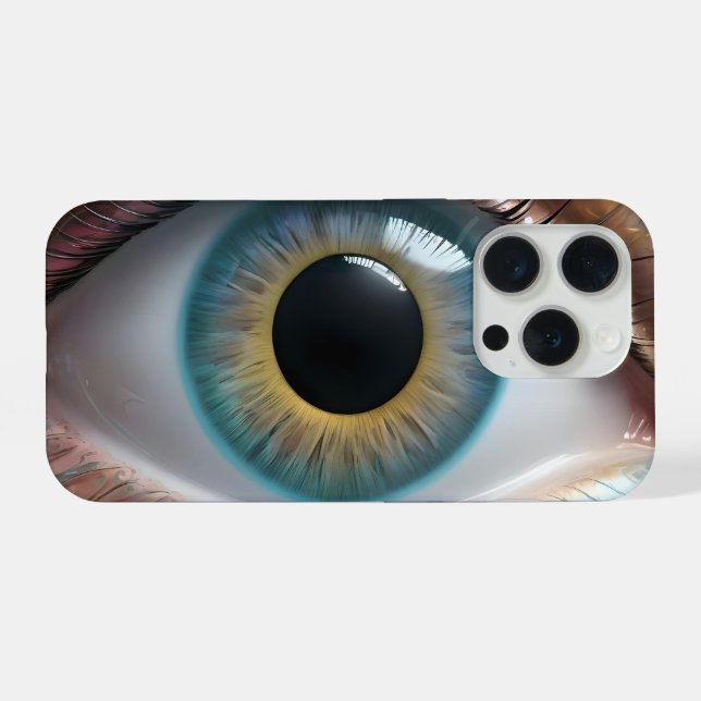 Funda Para iPhone Arte Fractal de Ojo Azul, (Reverso Horizontal)